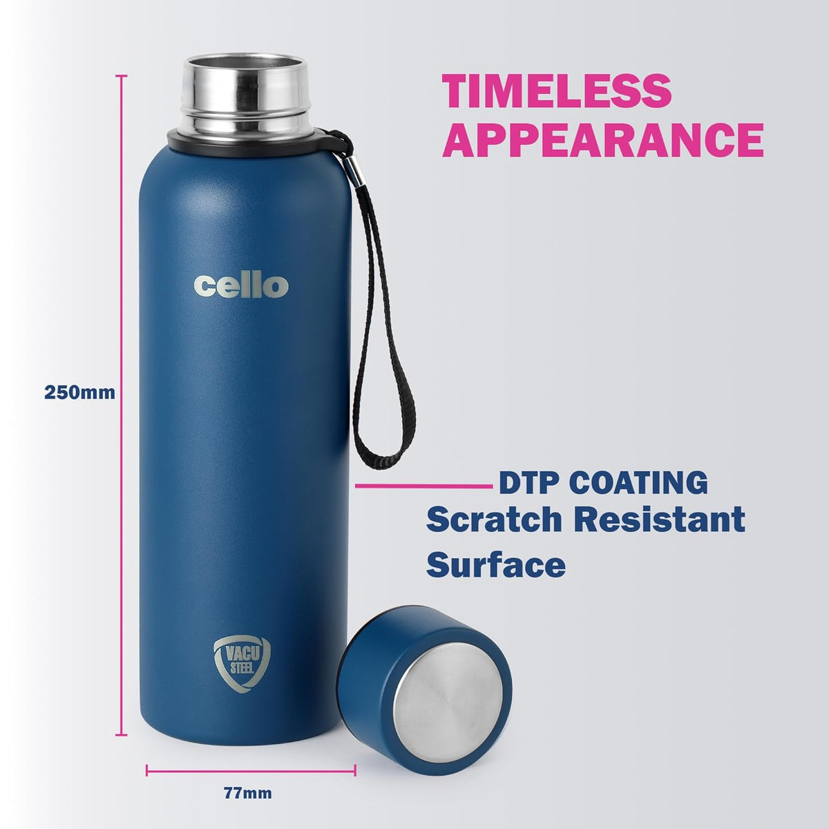 Image 2 of CELLO Duro Kent Insulated Stainless Steel Flask Water Bottle for Daily Use 750 ml, Dark Blue