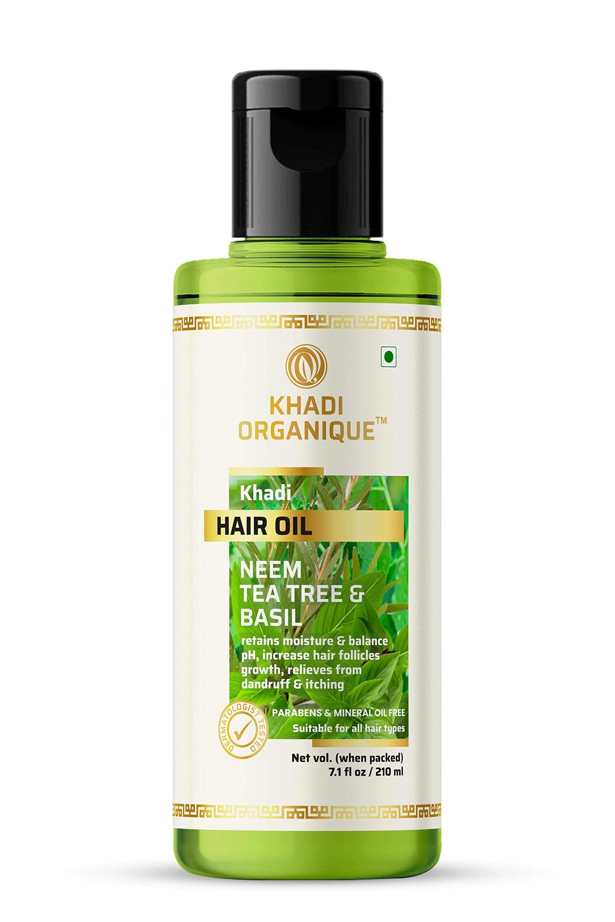 Image 1 of 210 ml for the product Khadi Organique Neem Tea Tree & Basil Natural Hair Oil