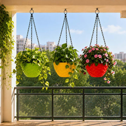 Image 1 of Default Title for the product Go Hooked Plastic Hanging Diamond Planter | Hanging Pots for Plants (Set of 3)