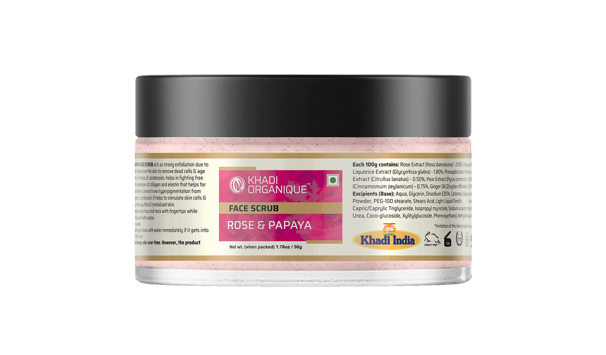 Image 1 of 50 gm for the product Khadi Organique Rose & Papaya Face Scrub