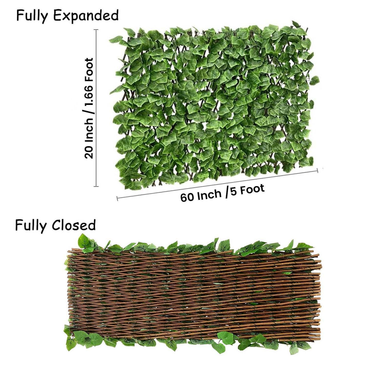 Image 6 of Go Hooked Wood&Plastic Artificial Expanding Wood Fence Trellis Artificial Plant Garden Green Wall Leaf Ivy Wood Fence for Home Decor Garden Decor Restaurant Decor(60 X 20 Inch,Pack of 1)