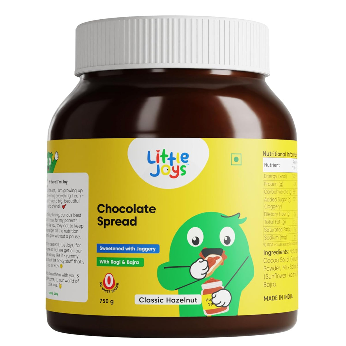 Image 1 of 750 gm / Hazelnut Chocolate for the product Little Joys Chocolate Spread for Kids With Hazelnut, Cocoa, Ragi & Bajra