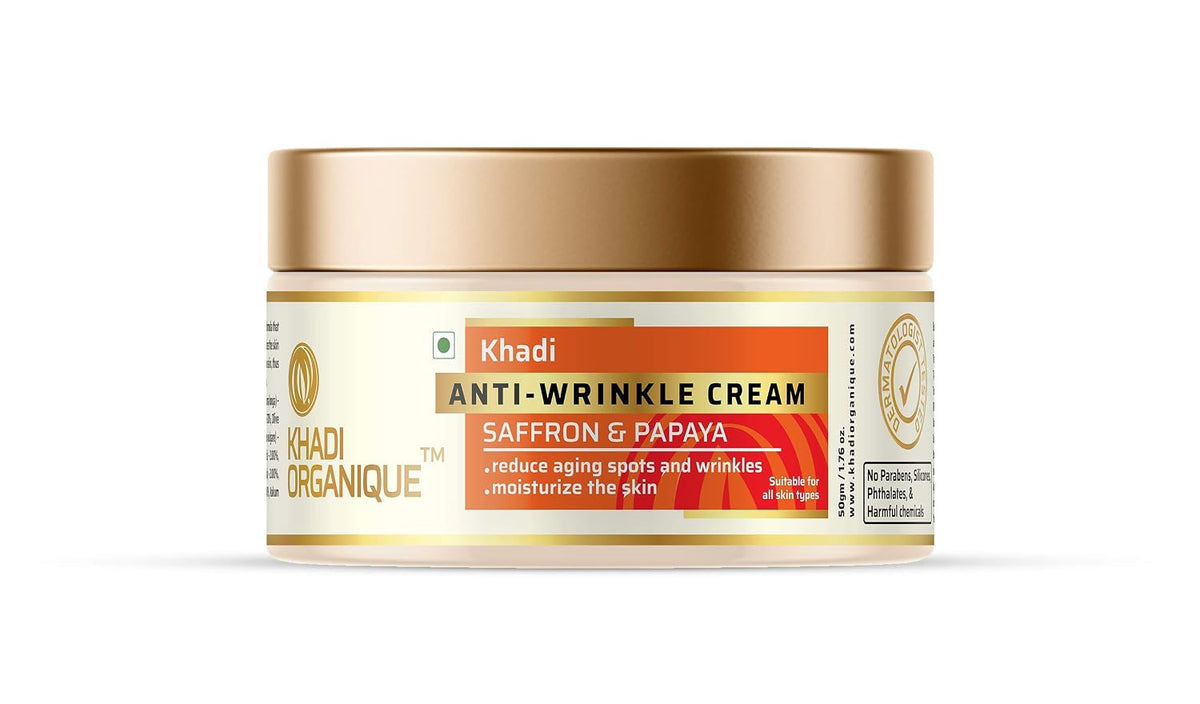 Image 1 of 50 gm for the product Khadi Organique Anti-Wrinkle Cream with Saffron & Papaya