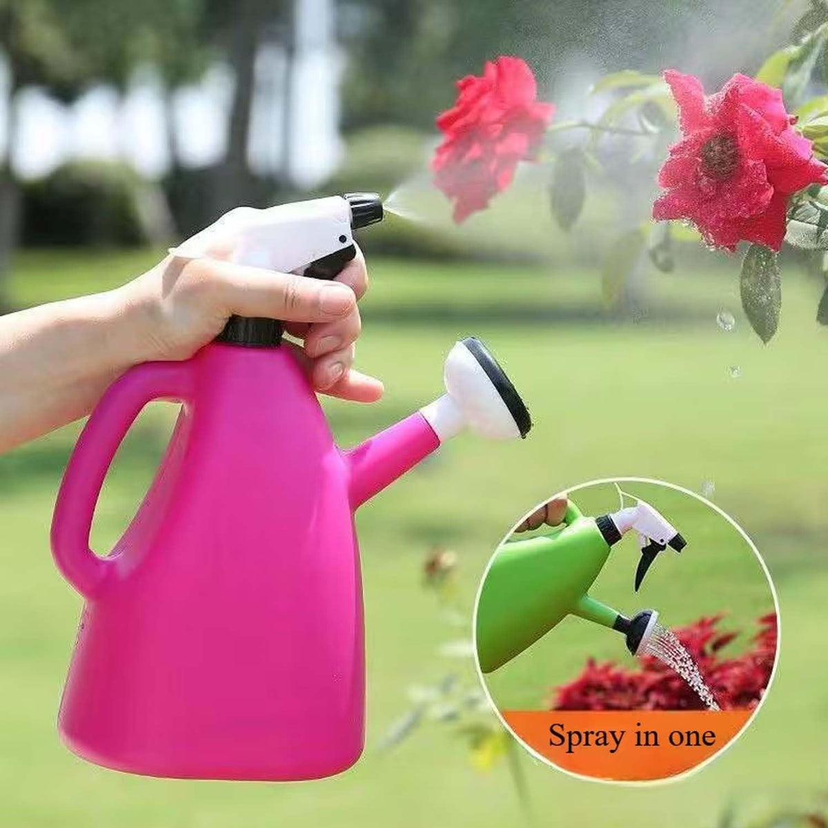 Image 7 of Go Hooked 2in1 Plant Watering Can with Spray Bottle & Shower Head 1 Litre | Multi-Purpose Garden Water Sprayer for Indoor Plants, Balcony Garden & Nursery | Plastic Watering Pot with Handle Multicolor