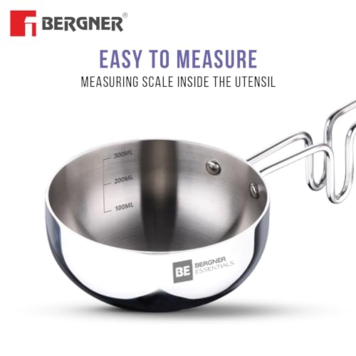 Image 4 of BERGNER BE Essentials TriPro Tri-Ply 7 Pcs Cookware Set of Rice Handi 24cm (5.5 L) with Lid, Biryani Handi 28cm (6.4 L) with Lid, Sautepan 22cm (2 L), Coffee Warmer 12cm (800ml), Tadkapan 10cm (300ml)