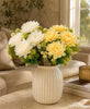 Image 1 of Default Title for the product Divyakosh Artificial Flower Bunch Set of 2 (Vase Not Included) | White + Peach | 8 Large Flowers, 8 Filler Stems | 35 cm Decorative Artificial Flowers for Home, Living Room & Table Decor
