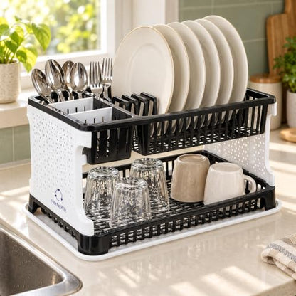 Image 1 of Default Title for the product HomeWiz Large 2 Tier Plastic Dish Drying Rack