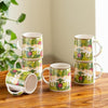 Image 1 of Default Title for the product ExclusiveLane Gaj Bagh Decal Ceramic Coffee Mugs Set of 6 330 ml