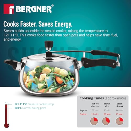 Image 7 of BERGNER Shouraya Triply Stainless Steel Pressure Cooker 5 Litres