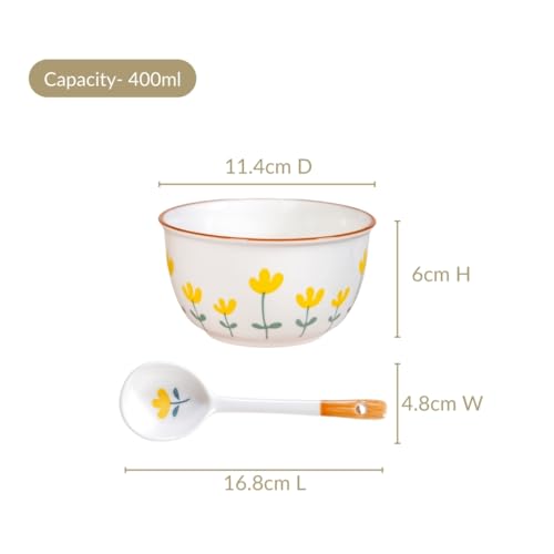 Image 3 of Nestasia Ceramic Soup Bowl with Spoon Set of 4 (400ml Each)