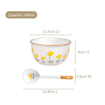 Image 3 of Nestasia Ceramic Soup Bowl with Spoon Set of 4 (400ml Each)