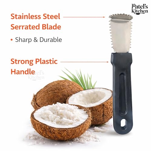 Image 6 of Patel's Kitchen Coconut Scraper Tool with Bent Stainless Steel Blade - 1 Unit