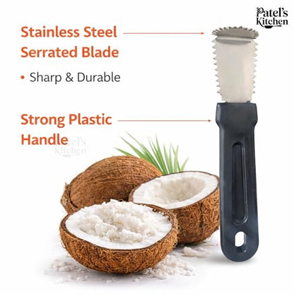Image 6 of Patel's Kitchen Coconut Scraper Tool with Bent Stainless Steel Blade - 1 Unit