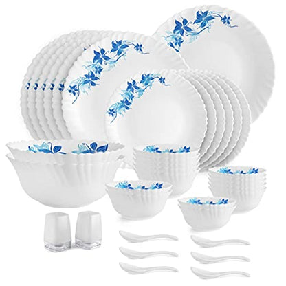Image 1 of Blue Swirl_35 for the product CELLO Blue Swirl Dazzle Series Opalware Dinner Set