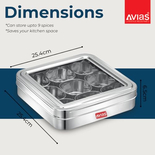 Image 5 of AVIAS 9-in-1 Stainless Steel Masala/Spice Box