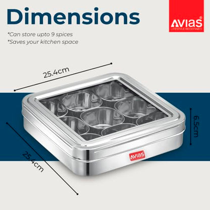 Image 5 of AVIAS 9-in-1 Stainless Steel Masala/Spice Box
