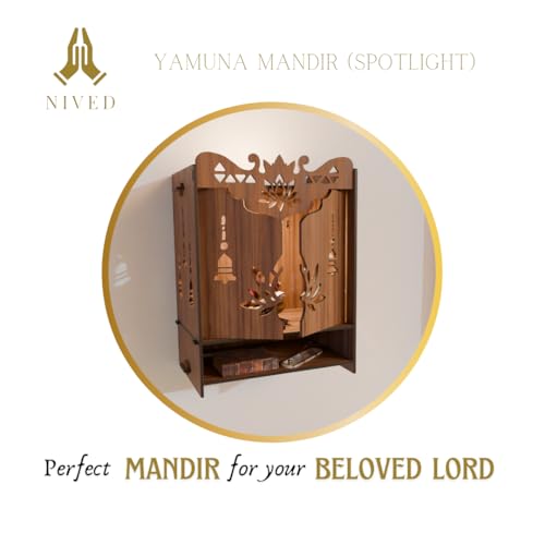 Image 7 of NIVED YAMUNA Engineered Wood Mandir with Door 21 x 16 x 10.5 inch