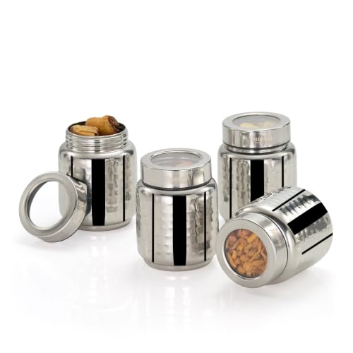 Image 7 of 450ml / 4Pc for the product Sumeet Stainless Steel Hammered Canister Container for Kitchen Storage