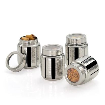 Image 7 of 450ml / 4Pc for the product Sumeet Stainless Steel Hammered Canister Container for Kitchen Storage