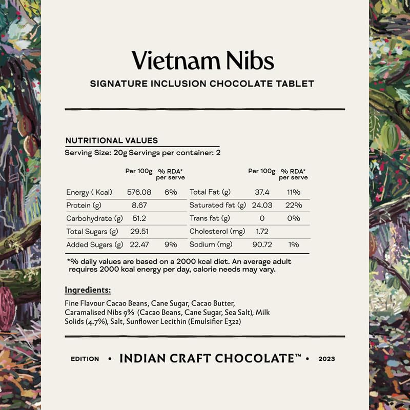 Image 7 of Manam Chocolate Signature Inclusion Tablet - Vietnam Nibs, 73% Dark & 43% Milk - 80g