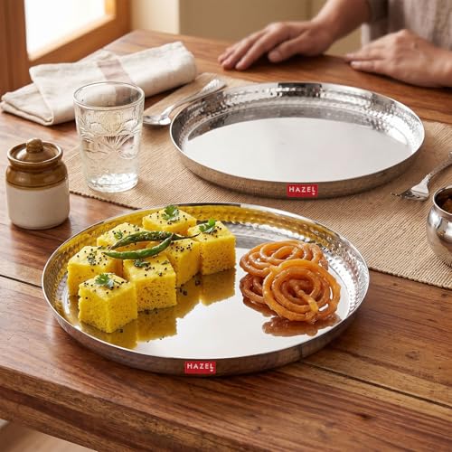 Image 1 of Default Title for the product HAZEL Stainless Steel Dinner Plate 30.2cm Set of 2
