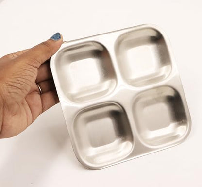 Image 4 of Spillbox Stainless Steel 4 Compartment Side Dish Plate 185gm