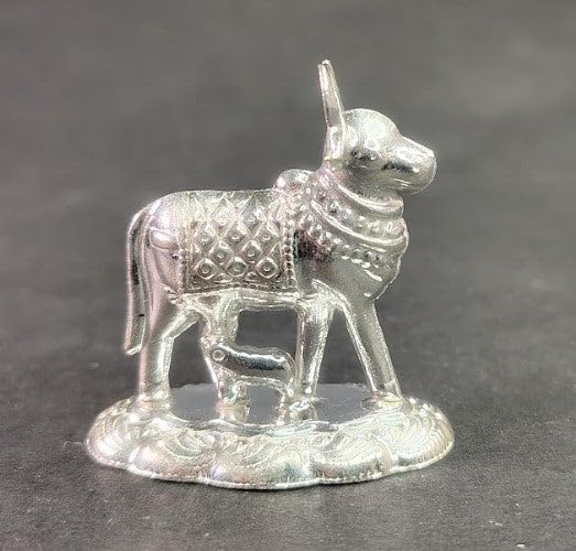 Image 1 of Default Title for the product Dista Silvers Cow and Calf Idol for Pooja 9gm