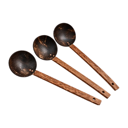 Image 1 of Set of 3 for the product Thenga Coconut Shell Ladles/Spoon Set