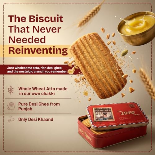 Image 5 of the 1970 shop 100% Atta Biscuit 200g Tin Box Pack Of 6