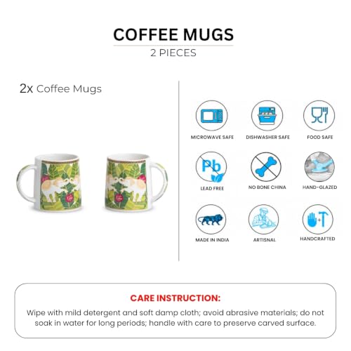 Image 6 of ExclusiveLane Gaj Bagh Decal Ceramic Coffee Mugs Set of 2 330 ml