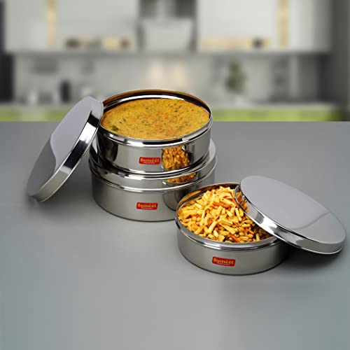 Image 4 of Sumeet Stainless Steel Flat Canisters Storage Containers Set of 8Pcs
