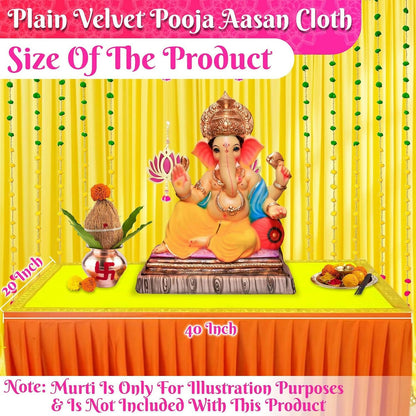 Image 6 of Bhakti Lehar Large Yellow Velvet Pooja Aasan Cloth – 20 x 40 Inch