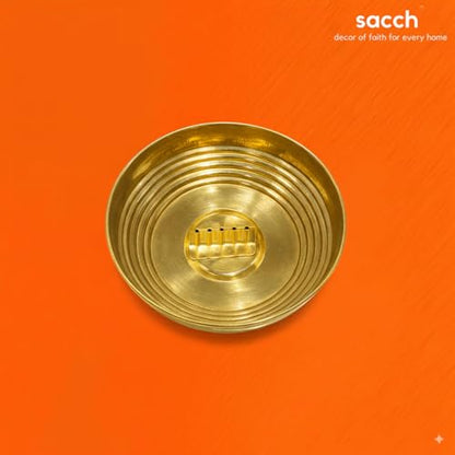 Image 5 of Sacch Pure Brass Agarbatti Stand With 5 Holes, 11.2 Cm Ash Catcher Tray (Large ~50G, Pack Of 1)