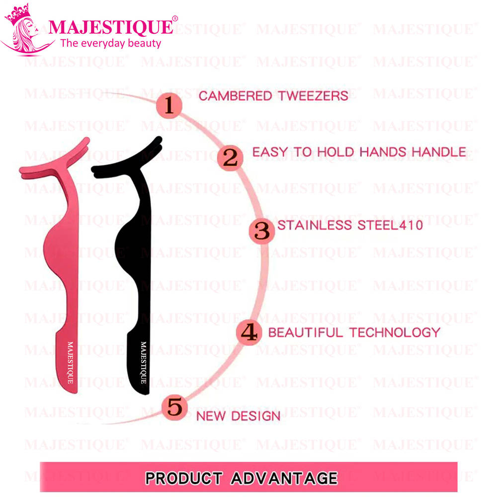 Image 2 of Majestique Stainless Steel False Eyelash Curlers Extension Applicator Remover - Colour May Vary