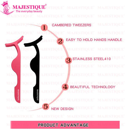 Image 2 of Majestique Stainless Steel False Eyelash Curlers Extension Applicator Remover - Colour May Vary