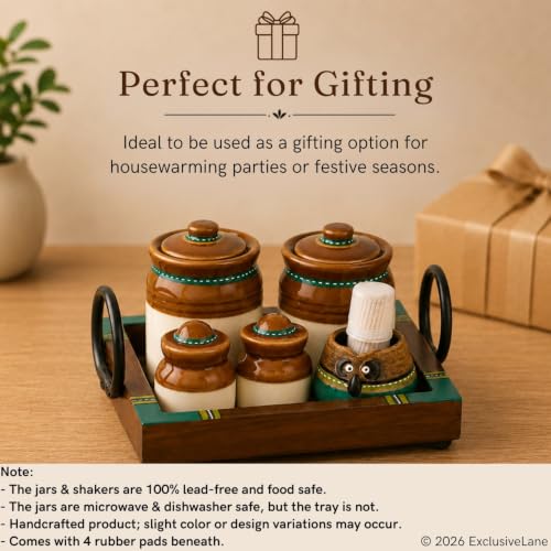 Image 6 of ExclusiveLane Old Martaban Ceramic Pickle Jars with Salt & Pepper Shaker & Tray & Toothpick Holder (120 & 20 gram)