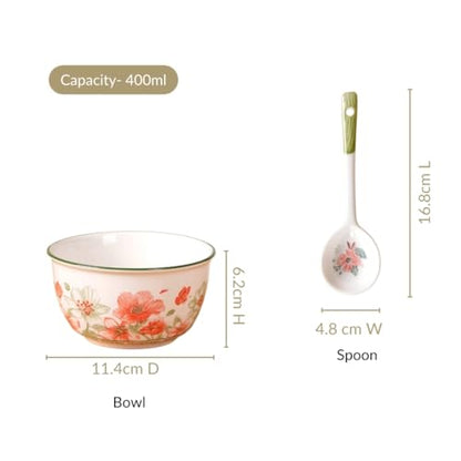Image 3 of Nestasia Ceramic Soup Bowl with Spoon Set of 4 (400ml Each)
