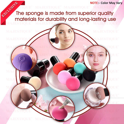 Image 6 of Majestique Mushroom Head Sponge With Handle Case, Powder Puff For Dual-Use Dry & Wet- Color May Vary