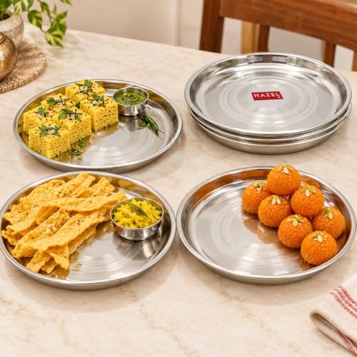 Image 1 of Default Title for the product HAZEL Stainless Steel Lunch Plate Set of 6 | 27 cm