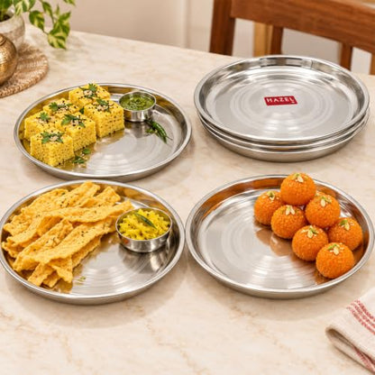Image 1 of Default Title for the product HAZEL Stainless Steel Lunch Plate Set of 6 | 27 cm