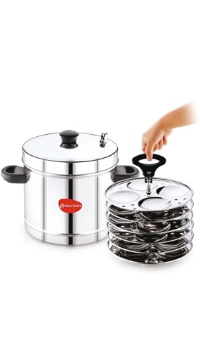 Image 1 of Default Title for the product MAHAVIR Heavy Gauge Stainless Steel Idli Cooker Kitchen Accessories (Silver, 6 Plate, 24 Pcs), 3 liter, 21 X 21 X 21 Centimeters