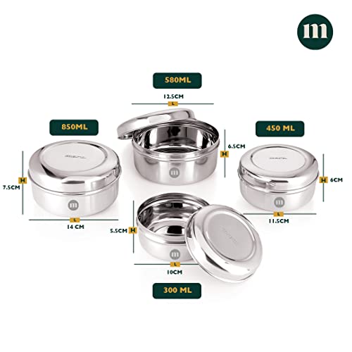 Image 3 of MARU Fridge Storage Containers Stainless Steel set of 4 (250ml, 450ml, 600ml, 850ml)