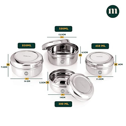 Image 3 of MARU Fridge Storage Containers Stainless Steel set of 4 (250ml, 450ml, 600ml, 850ml)