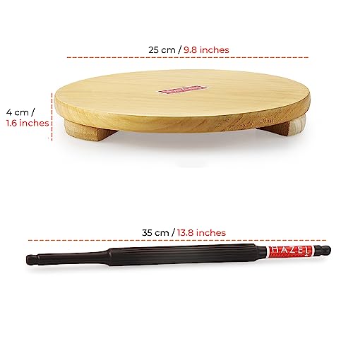 Image 4 of HAZEL Wood Polpat Chakla Roti Chapati Maker 24 cm with Sheesham Roti Roller Belan Rolling Pin 35 cm