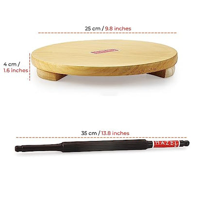 Image 4 of HAZEL Wood Polpat Chakla Roti Chapati Maker 24 cm with Sheesham Roti Roller Belan Rolling Pin 35 cm