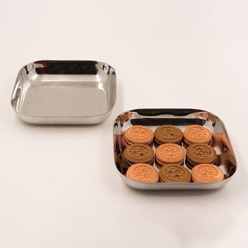 Image 6 of Large-2 for the product Spillbox Stainless Steel Halwa Plates