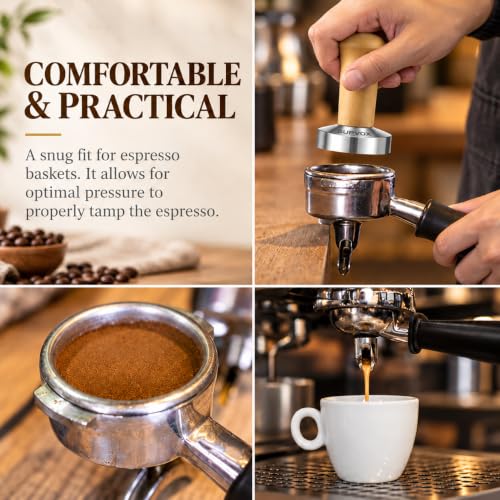 Image 3 of Supvox Coffee Tamper 51mm Stainless Steel Solid Wooden Handle for Espresso