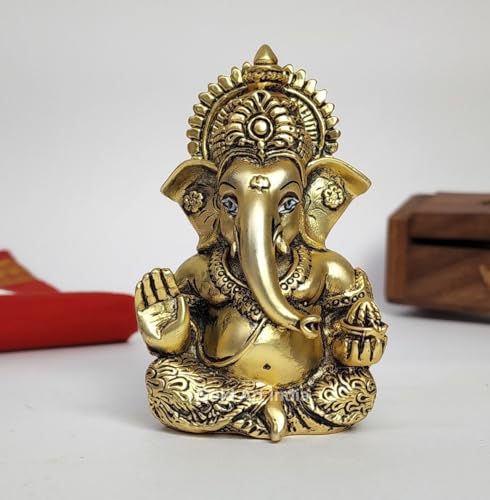 Image 9 of Gold Plated Antique for the product Gold Art India Ceramic Ganesh Idol