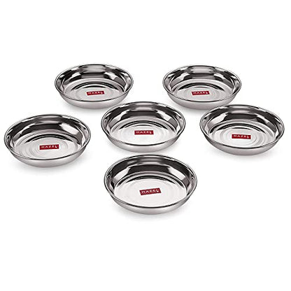 Image 1 of Default Title for the product HAZEL Steel Multipurpose Snacks Serving Plate Set 300 ML Set of 6