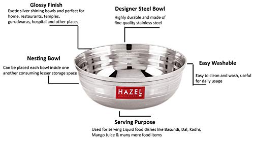 Image 3 of HAZEL Stainless Steel Bowl Set of 12, 150 ml Each